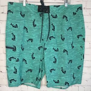 NWOT Simms Fishing Products Mens Green Fishing SolarFlex Unlined Board Shorts 40